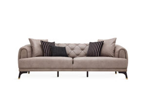 Enza Home Novana 3-Seater Sofa in Beige Fabric