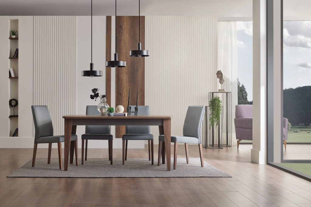 Enza Home Furniture BC Cordell Dining Room Table Chair Set in Modern Dining Room