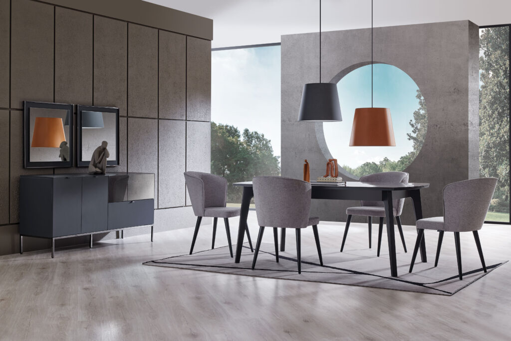Enza Home Furniture BC Legato Dining Room Table Chair Set in Modern Dining Room