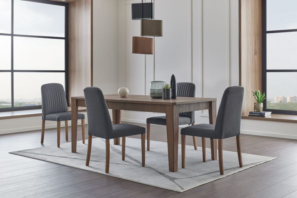 Enza Home Furniture BC Pavia Dining Room Table Chair Set in Modern Dining Room