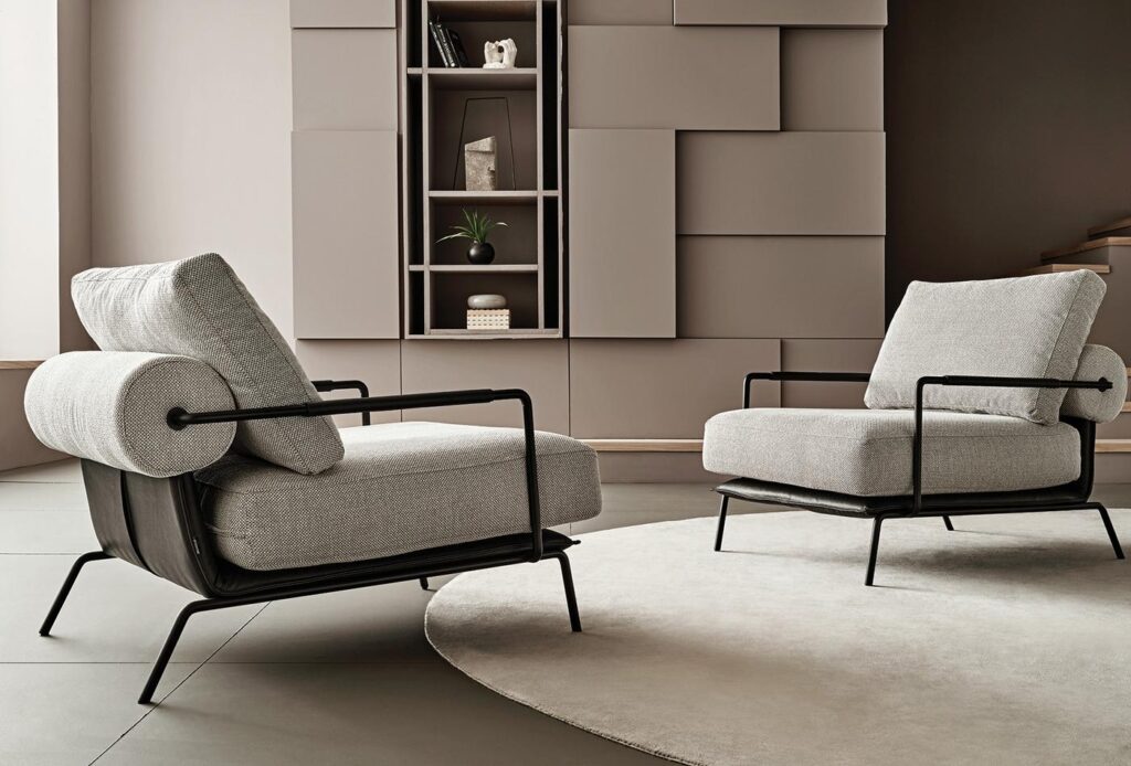 Manila Armchair black metal legs by Enza home furniture BC