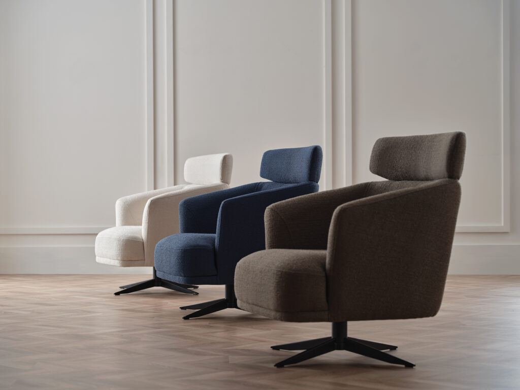 Swan collection three armchair with blue, brown and beige colors