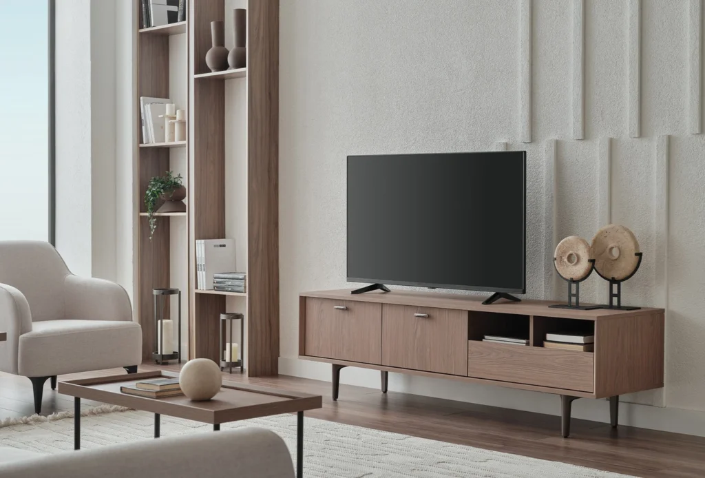 Paloma TV Stand - wood with metal legs quality furniture by Enza Home BC