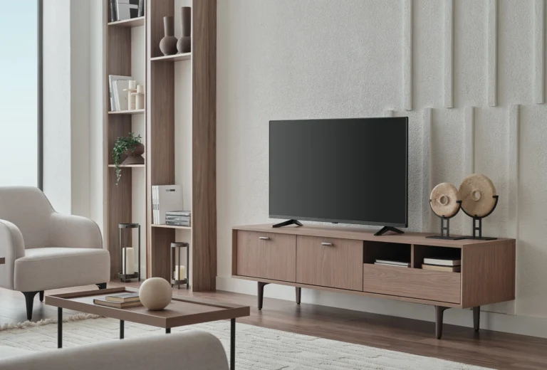 Paloma TV Stand - wood with metal legs quality furniture by Enza Home BC